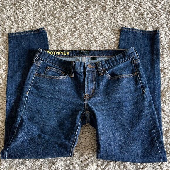 J Crew Toothpick 8” Denim Jeans Stretch Size 27 Medium‎ Rinse - Picture 3 of 8